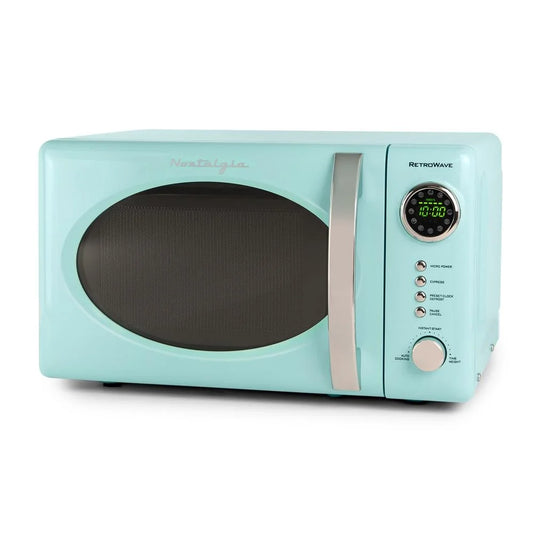 Nostalgia 0.7 Cu. Ft. 700-Watt Countertop Microwave Oven in Aqua, Model RMO7AQ