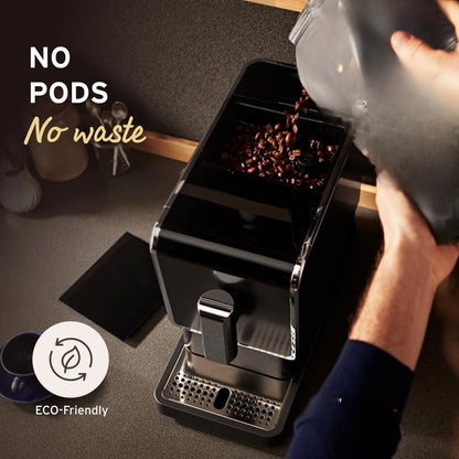 Automatic Espresso & Coffee Machine Bundle with Built-in Grinder, Comes With 2 x 17.6 oz. Bags of Whole Bean Coffee