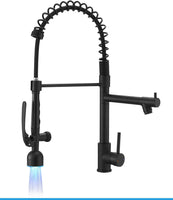 Black Kitchen Faucet with Pull down Sprayer,Commercial LED Kitchen Faucet,Single Handle Single Hole Kitchen Sink Faucet