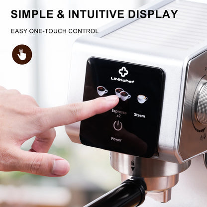 Linkchef Espresso Machine 20 Bar, Professional Espresso Maker with Milk Frother Steam Wand