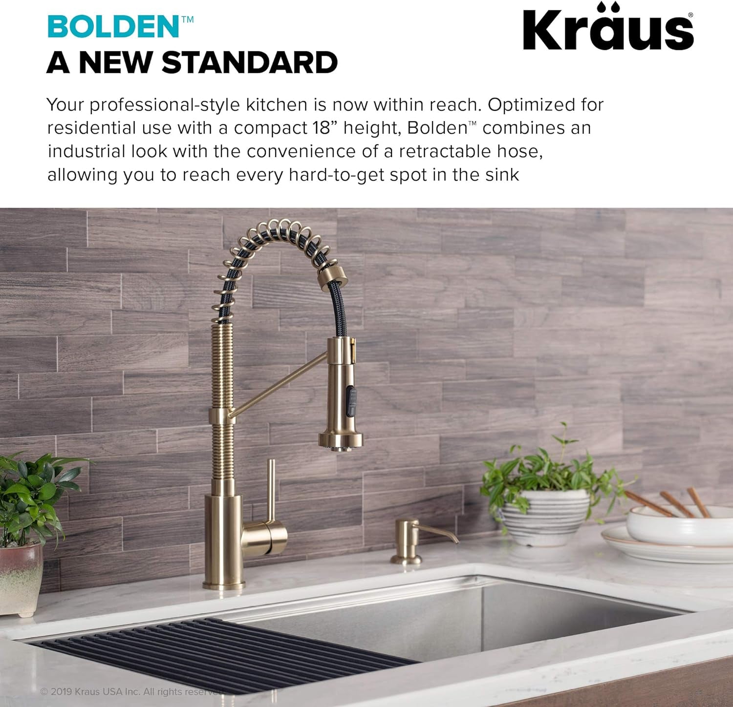 KRAUS Bolden Pull-Down Faucet in Brushed Gold: Elevate Your Kitchen Aesthetics