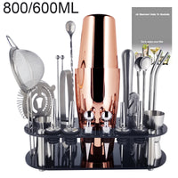 Rose Gold Boston Cocktail Shaker Bar Tools Wine Mixer Set - 800or600ml Rack | Stainless Steel | Fashionable and Minimalist