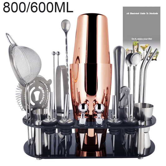 Rose Gold Boston Cocktail Shaker Bar Tools Wine Mixer Set - 800or600ml Rack | Stainless Steel | Fashionable and Minimalist