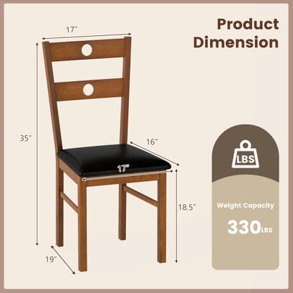 Wooden Dining Chairs Set of 4 Armless Kitchen Chairs with Hollowed Backrest-White