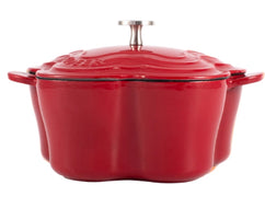 Color: Petal Pot  Lychee Red, Size: 22cm - Iron Pot Heart-shaped Special-shaped Pot Soup Pot Black Enamel White Enamel Stewing Enamel Pot Soup Stew Pot