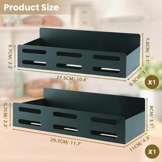 Black Metal Magnetic Rack, Suitable for Spices. for Kitchen Refrigerator and Oven Magnetic Spice Rack