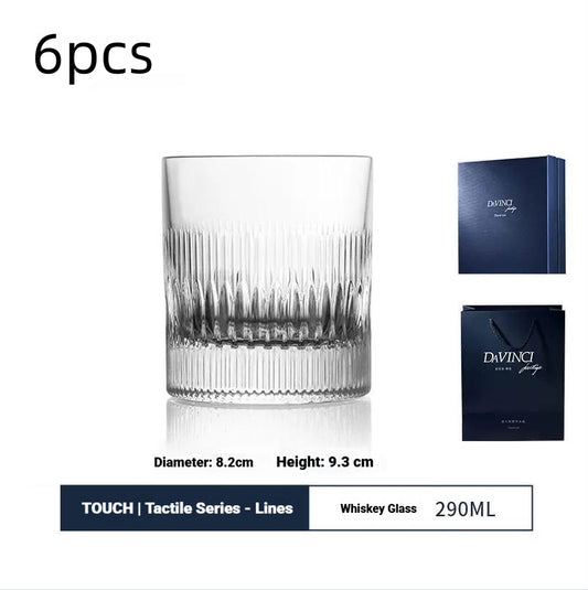 Color: Leonardo 290ml Single Cup, quantity: 6PCS - Creative And Unique Carved Pattern Whiskey Glass Gift Set
