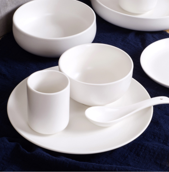 Color: Matt White 1, Style: A - Mode European simple ceramic tableware bowl dish of new bone Western-style food dishes creative kitchen utensils