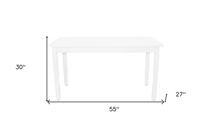 60" White Solid Wood Dining Table