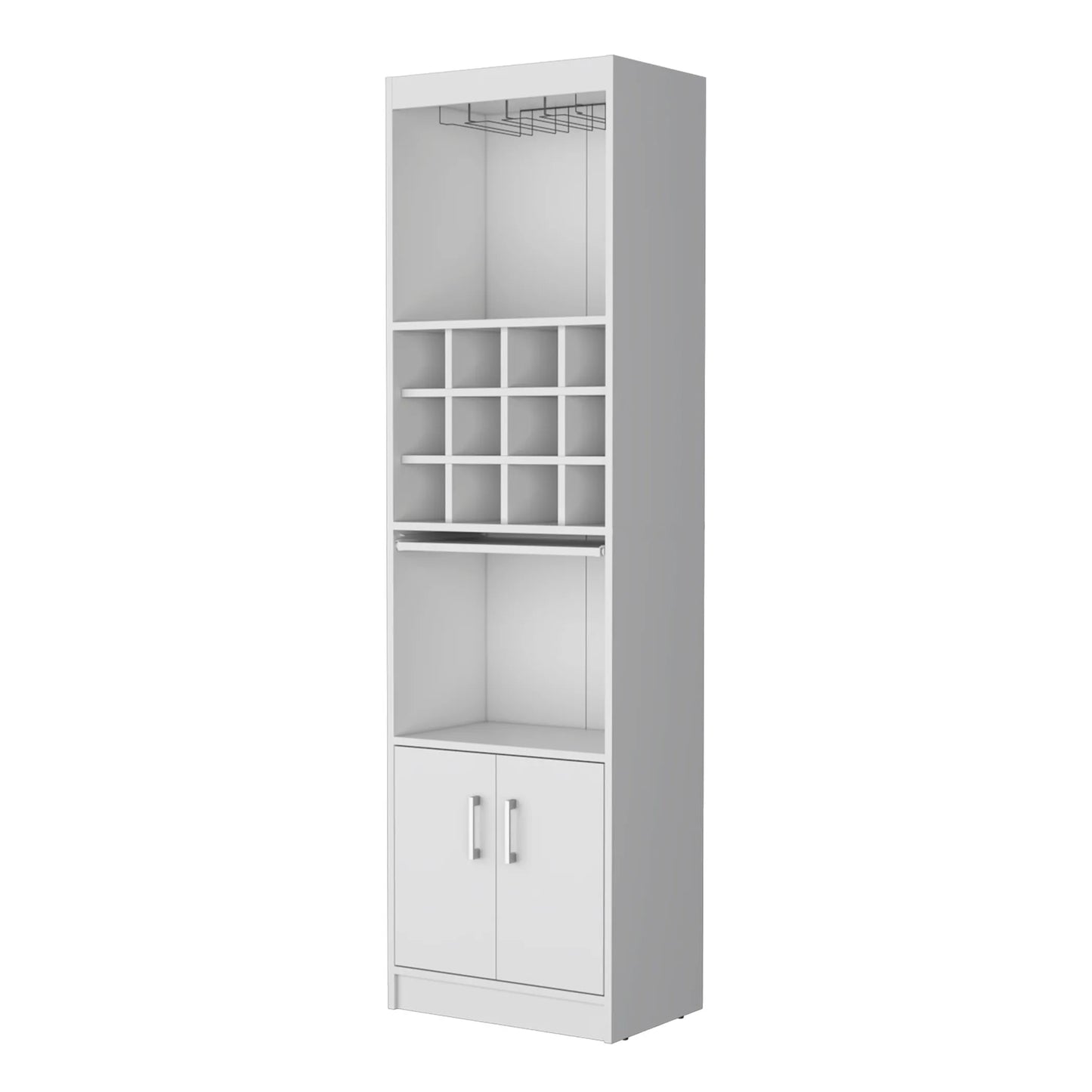 71" White Wood Bar Cabinet With Two Doors