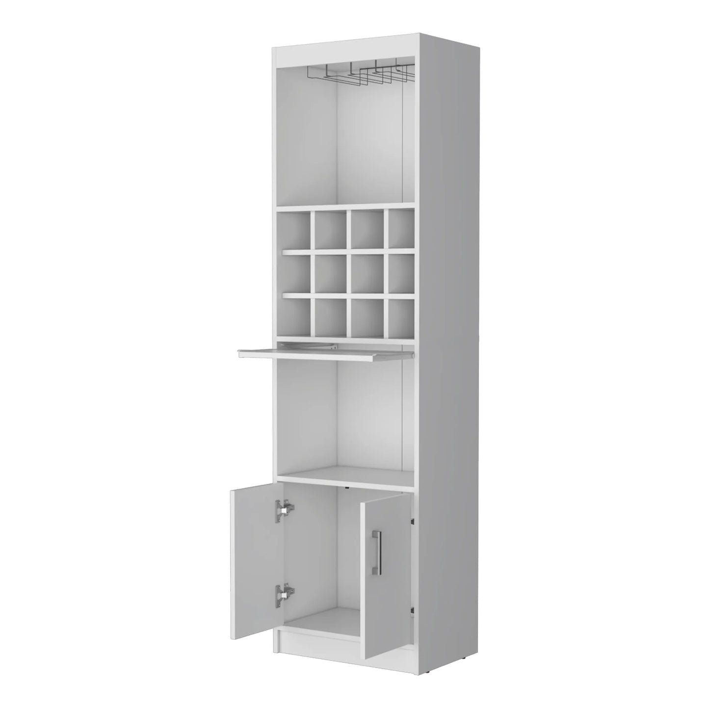 71" White Wood Bar Cabinet With Two Doors