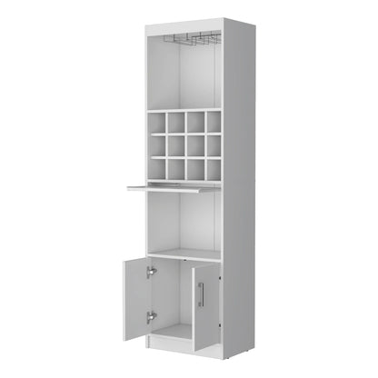 71" White Wood Bar Cabinet With Two Doors
