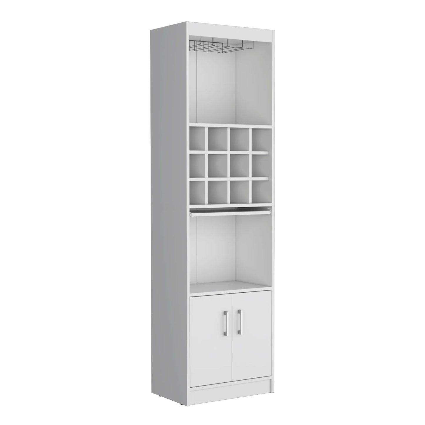 71" White Wood Bar Cabinet With Two Doors