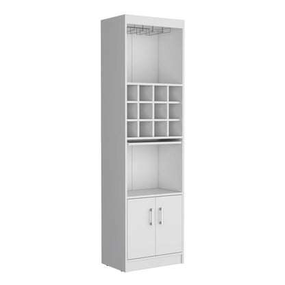 71" White Wood Bar Cabinet With Two Doors