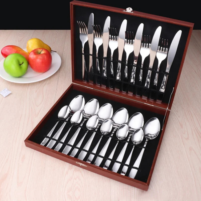 16/24Pcs Golden Cutlery Dishes Dinnerware Table Sets Tableware Stainless Steel Gold Flatware Fork Spoon Knife Set