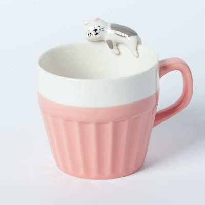Minimalist cup, ceramic coffee cup, cartoon milk cup, sleepingwater cup, spoon spoon, lovers cup.
