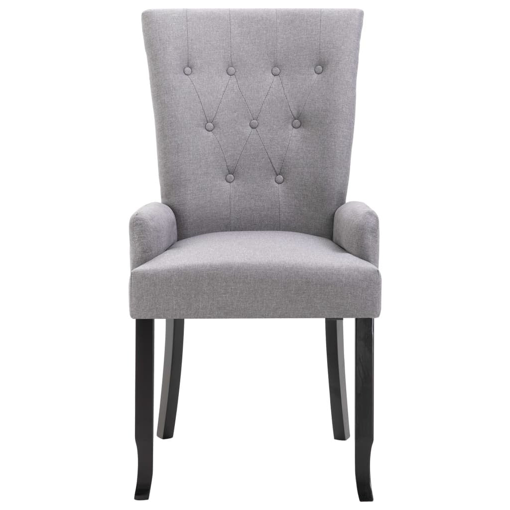 Dining Chair with Armrests Light Gray Fabric