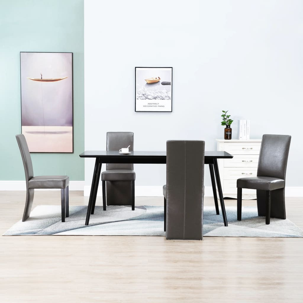 Dining Chairs 4 pcs Gray Faux Leather
