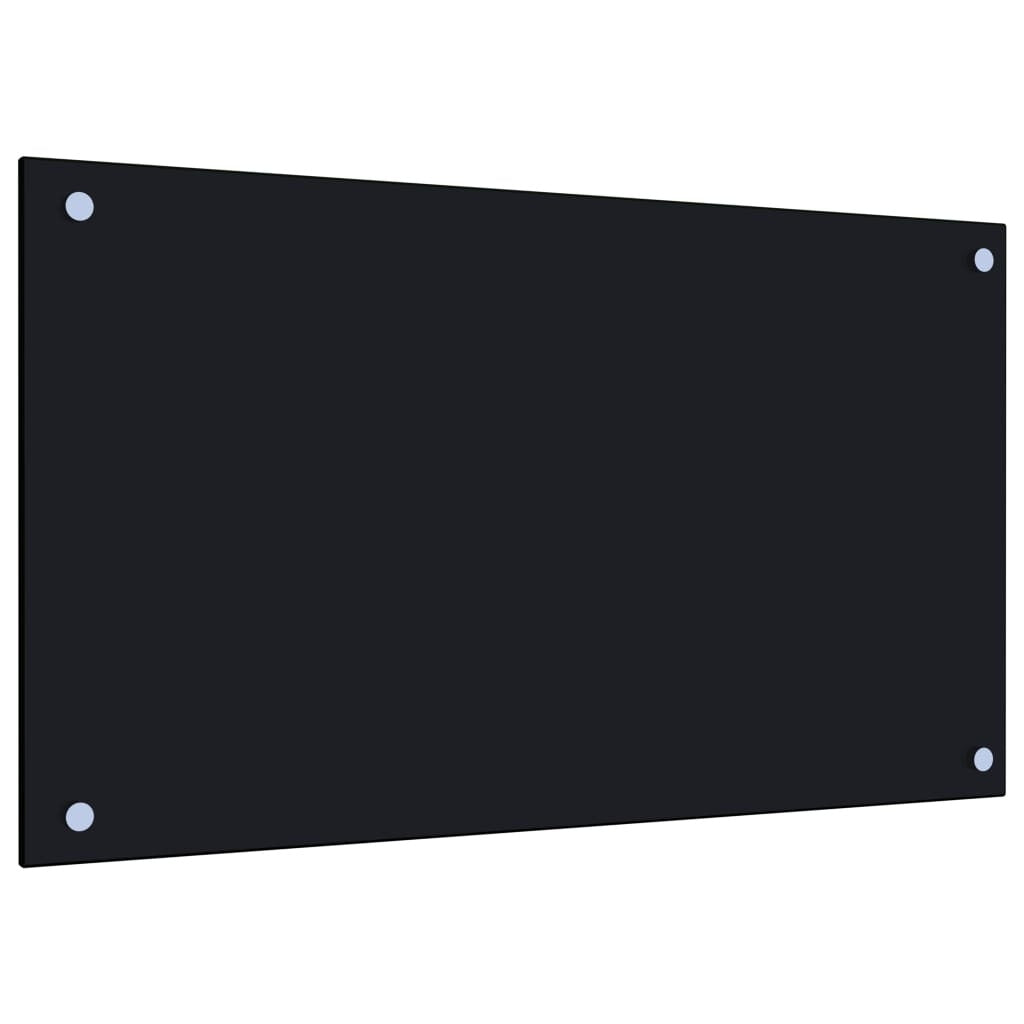 Kitchen Backsplash Black 27.6"x15.7" Tempered Glass