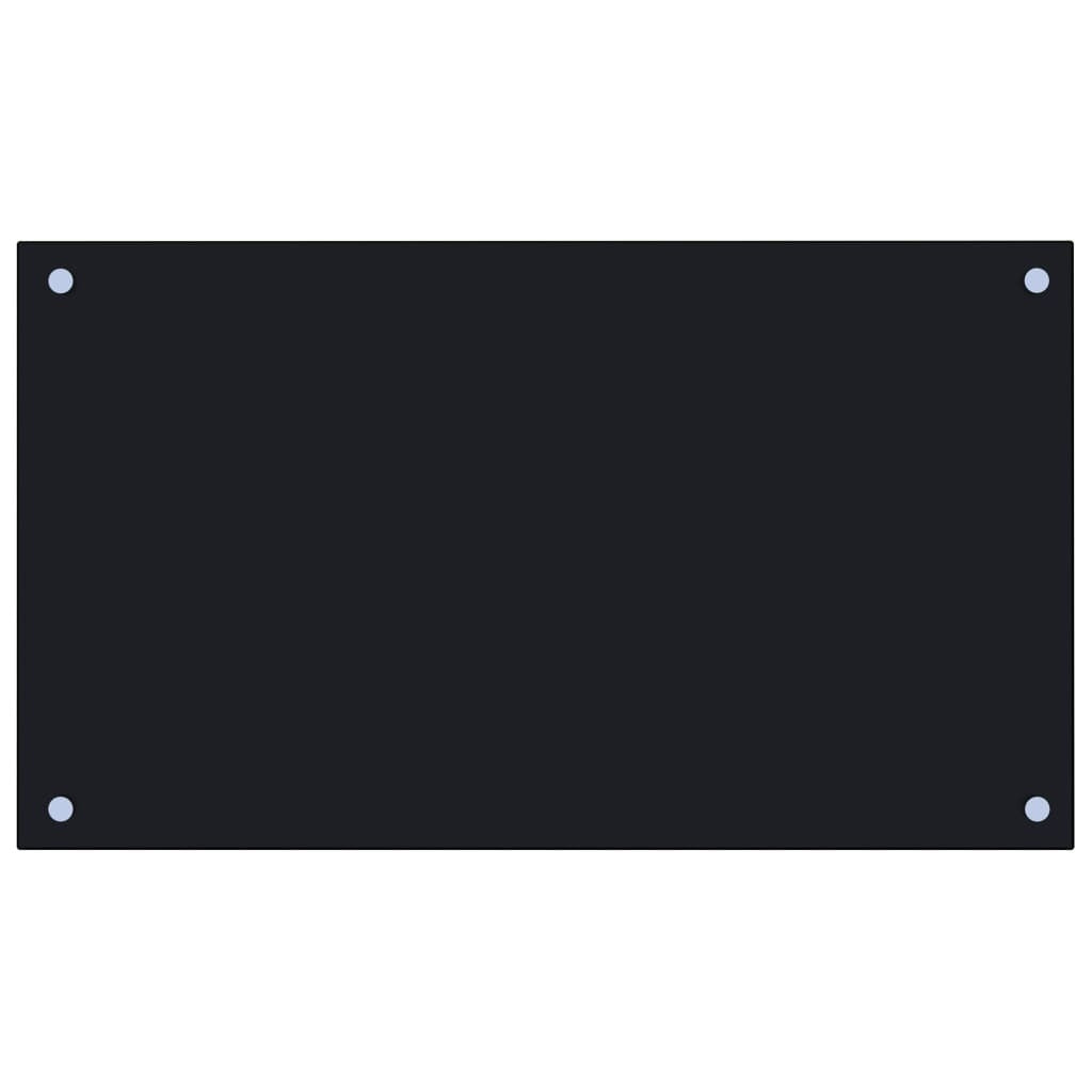 Kitchen Backsplash Black 27.6"x15.7" Tempered Glass