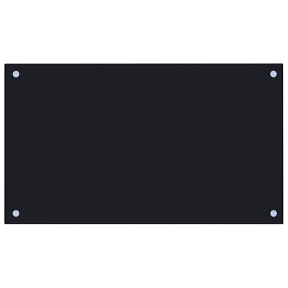 Kitchen Backsplash Black 27.6"x15.7" Tempered Glass