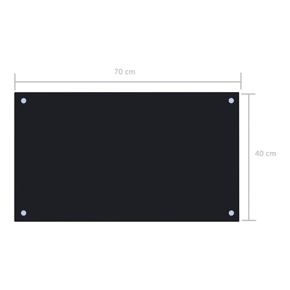 Kitchen Backsplash Black 27.6"x15.7" Tempered Glass