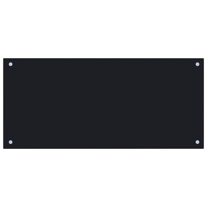Kitchen Backsplash Black 35.4"x15.7" Tempered Glass