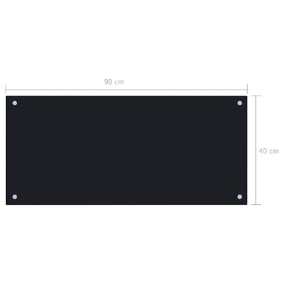 Kitchen Backsplash Black 35.4"x15.7" Tempered Glass
