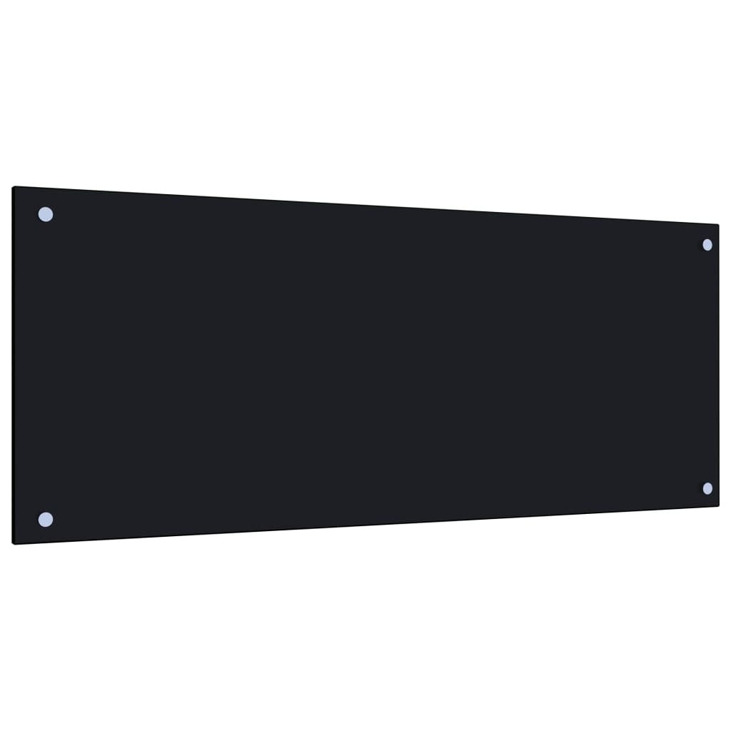 Kitchen Backsplash Black 39.4"x15.7" Tempered Glass