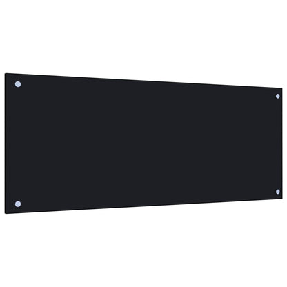 Kitchen Backsplash Black 39.4"x15.7" Tempered Glass