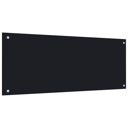 Kitchen Backsplash Black 39.4"x15.7" Tempered Glass