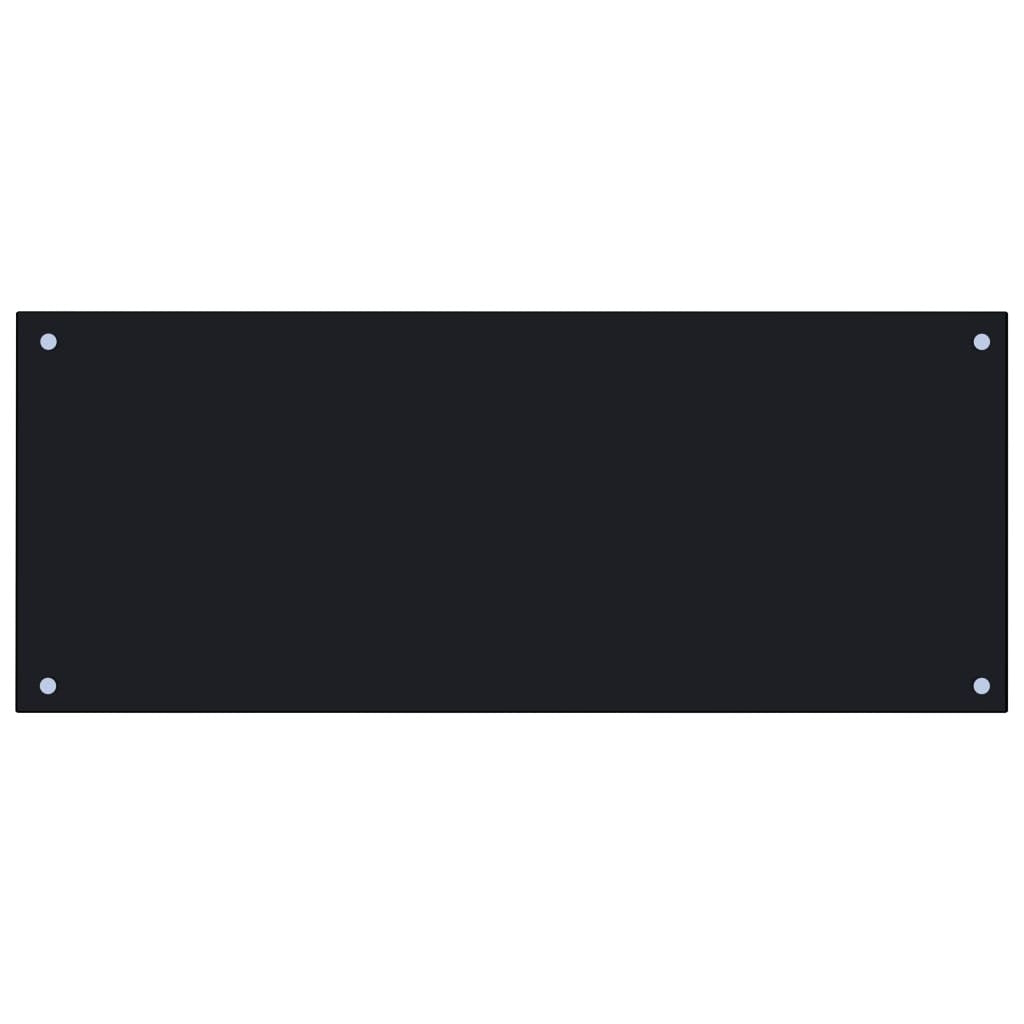 Kitchen Backsplash Black 39.4"x15.7" Tempered Glass