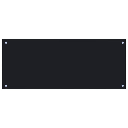 Kitchen Backsplash Black 39.4"x15.7" Tempered Glass