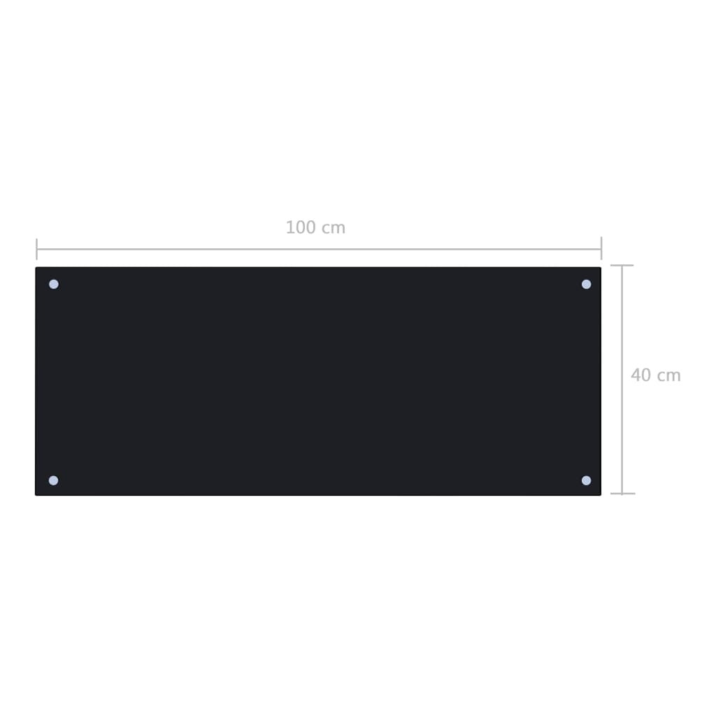 Kitchen Backsplash Black 39.4"x15.7" Tempered Glass