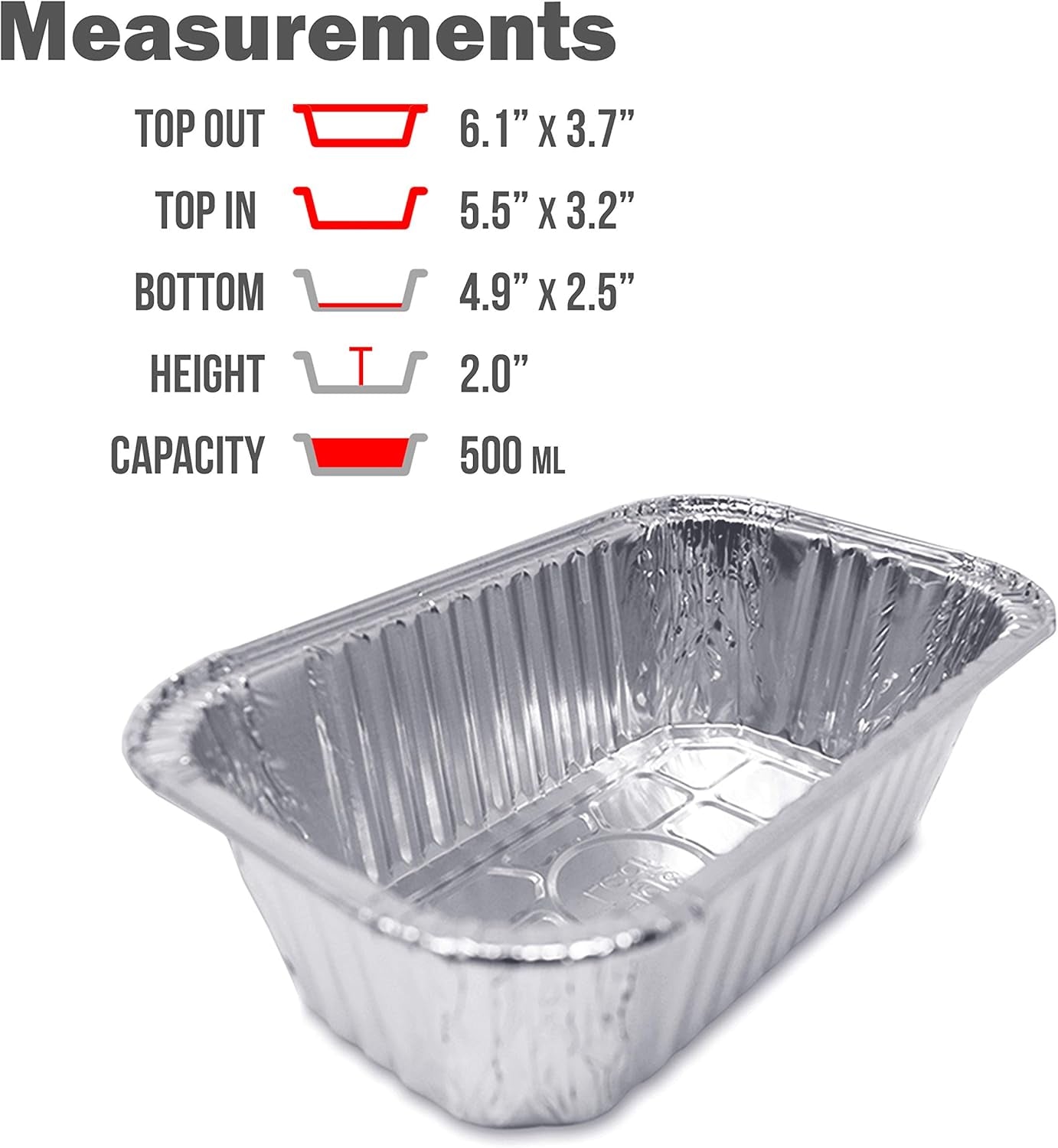 Premium 100-Pack Disposable Aluminum Foil Bread Loaf Baking Pans - 1-Pound Capacity, Mini Size 6" x 3.7" x 2", Extra-Heavy Duty, Oven Safe