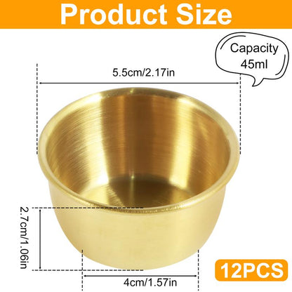 12 Counts Mini Sauce Dipping Bowl 304 Stainless Steel Dipping Cups round Sauce Dishes 45/55Ml Reusable Seasoning Cups Dipping Cups Multipurpose Sauce Cups for Home Party Restaurants