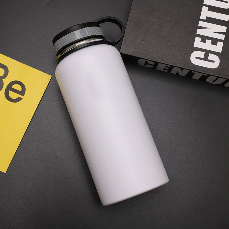 Color: White, Size: 40oz - 304 stainless steel large capacity vacuum insulation cup