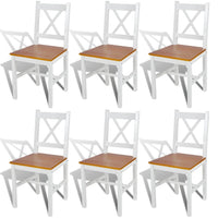 Dining Chairs 6 pcs White Pinewood
