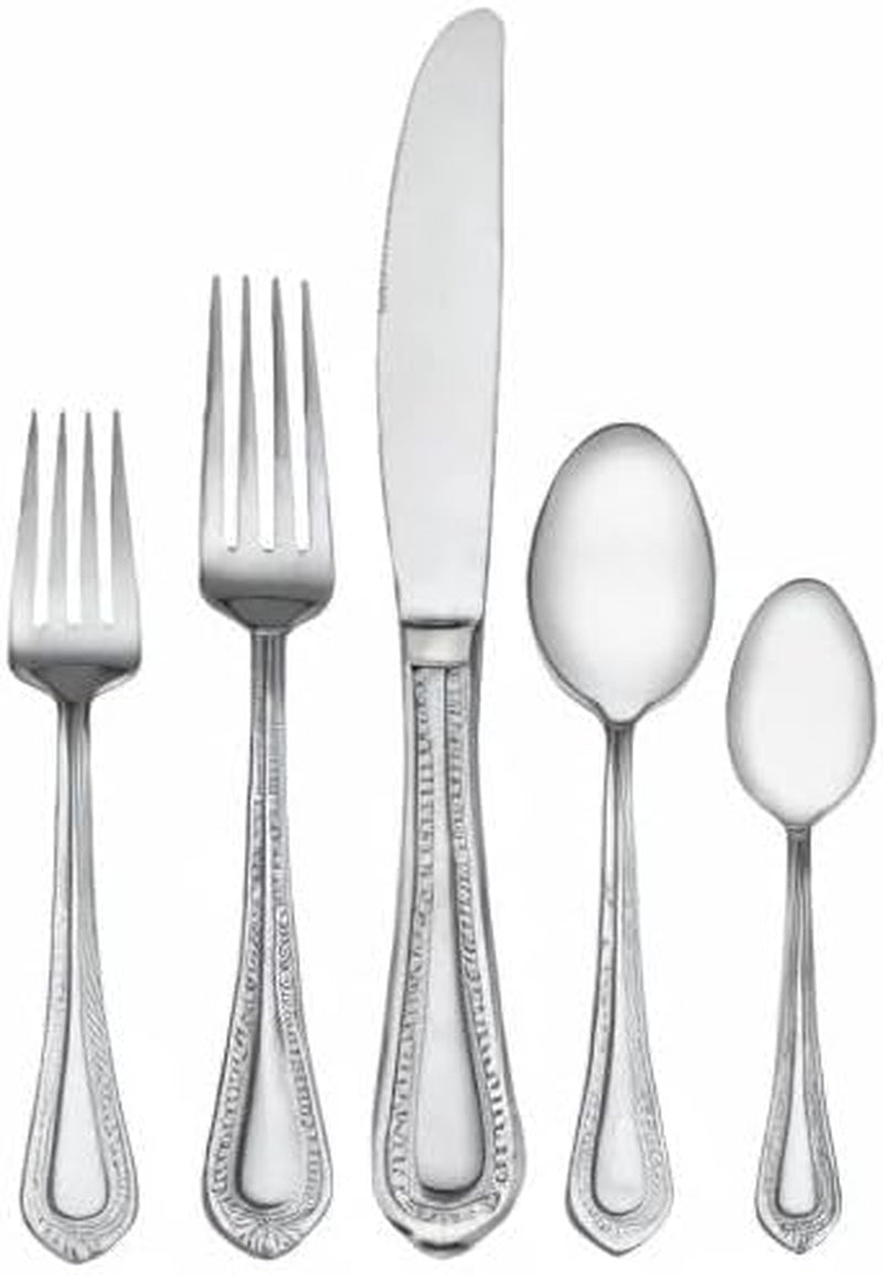 Mikasa Regent Bead 65-Piece Flatware Set for 12, 18/10 Stainless Steel with Serving Utensils
