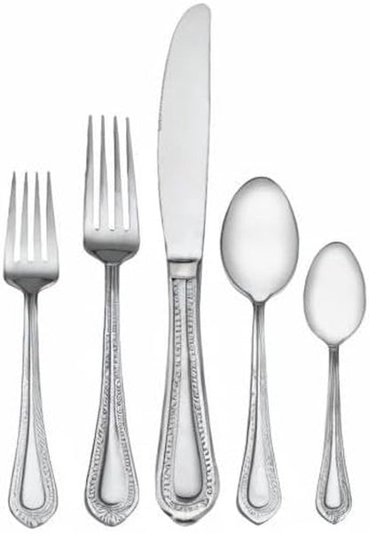 Mikasa Regent Bead 65-Piece Flatware Set for 12, 18/10 Stainless Steel with Serving Utensils