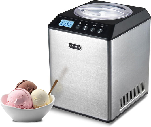 Whynter ICM-201SB Automatic Ice Cream Maker with Built-In Compressor, 2.1 Qt Capacity, LCD Digital Display, and Timer, Stainless Steel