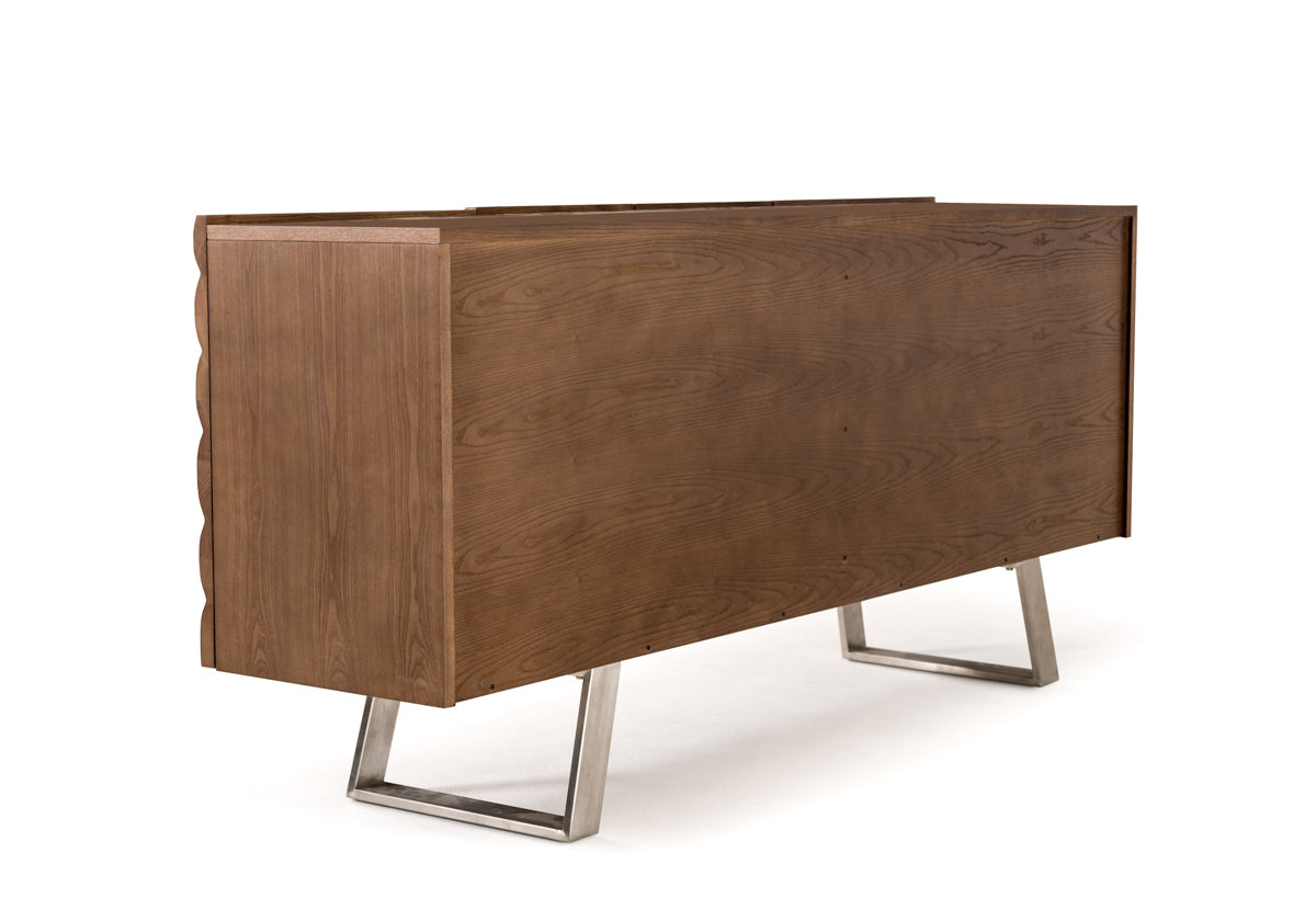 71" Natural Brown Solid Wood Sideboard with Four Doors