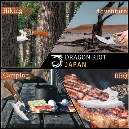 Black Friday DRAGON RIOT Viking Cleaver Knife Hand Forged Butcher Knife with Sheath – Perfect for Meat Cutting, BBQ, Camping, and Gifts for Men