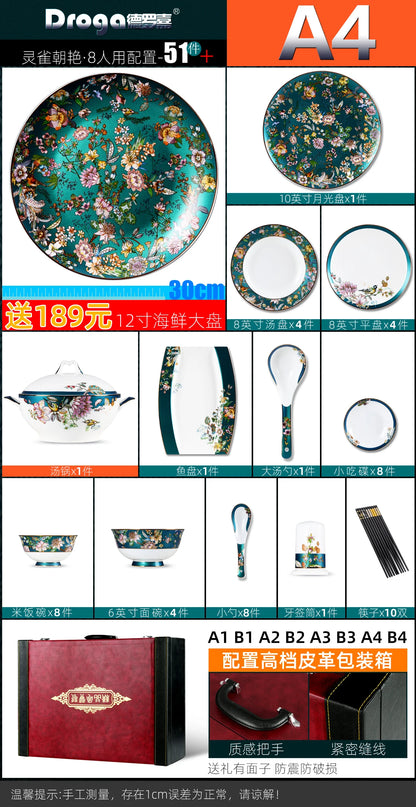 Fine China Home Dinnerware Sets Christmas Gift Women Luxury Kitchen Dinnerware Plates Guests Vajilla De Platos Dishes Set