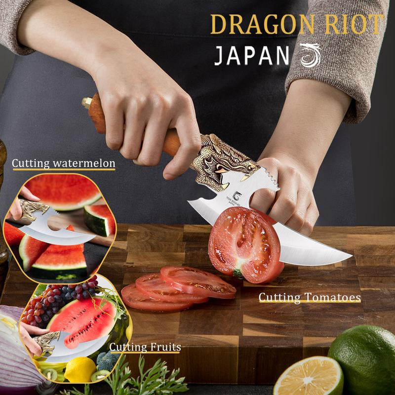 Black Friday DRAGON RIOT Viking Cleaver Knife Hand Forged Butcher Knife with Sheath – Perfect for Meat Cutting, BBQ, Camping, and Gifts for Men