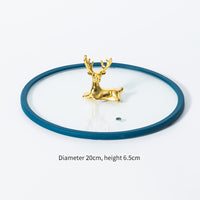 Color: Golden Deer Blue Edge, Size: 17cm - Transparent Visible Pot Lid Universal Tempered Glass Lid