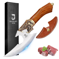 Black Friday DRAGON RIOT Viking Cleaver Knife Hand Forged Butcher Knife with Sheath – Perfect for Meat Cutting, BBQ, Camping, and Gifts for Men