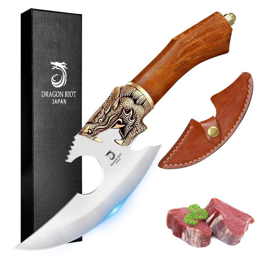 Black Friday DRAGON RIOT Viking Cleaver Knife Hand Forged Butcher Knife with Sheath – Perfect for Meat Cutting, BBQ, Camping, and Gifts for Men