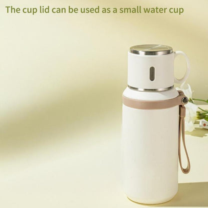Stainless Steel Vacuum Flask, 1 Count Tea Separation Insulated Bottle with Cup Lid & Rope, Drinking Cup for Outdoor, Cycling, Hiking, Office
