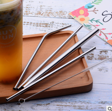 Size: 6mm, Style: 214-Bend, Types of:  - Stainless Steel Straw Food Grade Color Set Straw Milk Tea Coffee Drink Straw